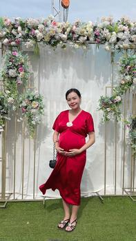 Product Review of HAMIE | Đầm lụa nhún ngực có bo chun (kèm hoa cài áo ) Nữ dài 118cm và dài 125cm from T**e 0