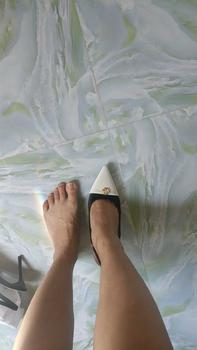 Product Review of Giày cao gót đẹp 8p, giày nữ quai hậu mũi nhọn khoá hoa da nỉ nhung siêu bền đẹp DéP Shoes from N** J**o 3