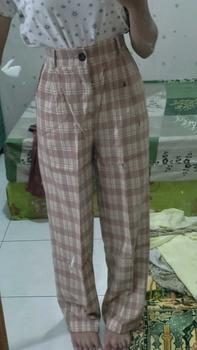 Product Review of Celana Tartan Wanita Panjang Kulot Kotak-Kotak Casual Kancing Depan 1099 from @**່ 2