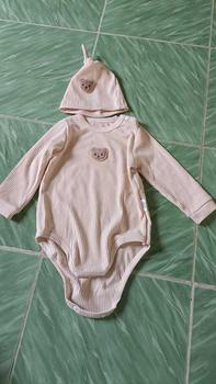 Product Review of [Kèm mũ] Bodysuit dài tay cho bé Đính Gấu, body dài tay cho bé gái bé trai chất Tăm gân mẫu quần áo sơ sinh 0-12M Jumpsuit Kem from T**t K** 0