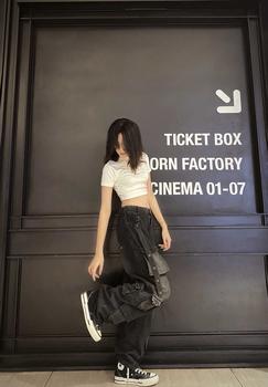 Product Review of JEANS STRAP BOX (8 Túi hộp phối đai) - Quần jeans ống rộng phủ gót chùm giày halo kaki Pants Kem Nữ Denim Ong from T**🔥 3
