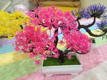 Product Review of Artificial Flower fake plant bonsai pot potted ornaments topiary trees W white pots artificial flowers decorative flowers from M**g 0