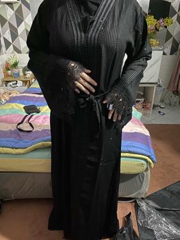 Product Review of Abaya Hitam Turkey Gamis Syari Muslimah Embos Hitam Kombinasi Renda Dress Arab Saudi Mata Hitam 951 from K**2 1