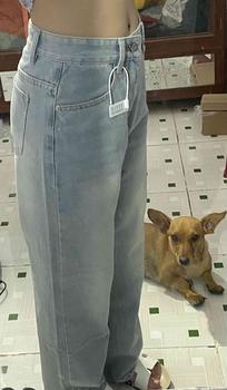 Product Review of (S-2Xl) HHCHOU- Quần Jeans Suông Trơn Màu Xanh nhạt vải Qc mềm h3369 Nữ Pants Kem Women from Ố**🧸 2