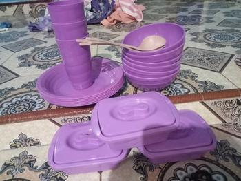 Product Review of Prasmanan set Plastik isi 18 pcs (6pcs Piring+6 Pcs Mangkok+3 Pcs Basi Mini (500ml) +3 Pcs Gelas Ulir) Free Centong sayur mini Makan from @**i l**i 3