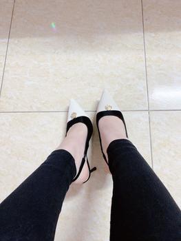 Product Review of Giày cao gót đẹp 8p, giày nữ quai hậu mũi nhọn khoá hoa da nỉ nhung siêu bền đẹp DéP Shoes from K**h L** 1
