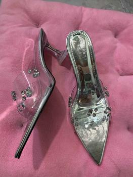 Product Review of Chị Đẹp Store - Guốc cao gót mũi nhọn quai trong Mika Đính Đá gót ly Pha lê 7-9 phân - U93 Shoes Nữ from C** H**h N** 0