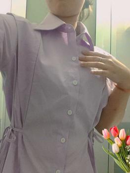 Product Review of Áo Sơ Mi Thắt Eo freesize TAY NGẮN có TẶNG kèm giây nơ tiểu thư from N**n Đ** t**h h**e 1