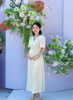 Product Review of T-Mie | Đầm Bầu Lụa Tô Châu Dáng Dài Sang Trọng Đi Tiệc, MD5094 Nữ Nhung phi from P**g ** 0