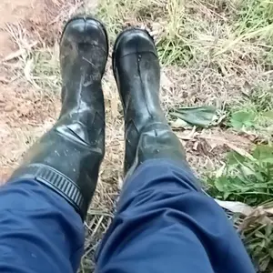 [HJS] Sepatu Pria boot Hitam karet Anti Air Anti Slip Tinggi 38 Cm / Sepatu boots karet proyek berkebun bahan pvc anti air