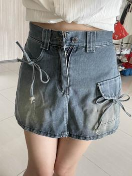 Product Review of Chân váy jean nữ fom dáng chữ A, có nơ thắt xinh dáng tiểu thư MS002 from N**🌼 1