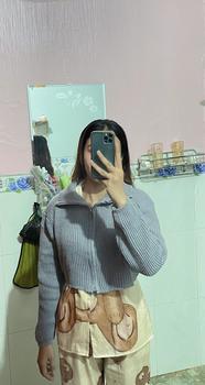 Product Review of [XẢ KHO] Áo khoác cardigan len trơn croptop cổ cao khóa kéo form rộng [KC4483] Nữ Kem Women from M** ** 1