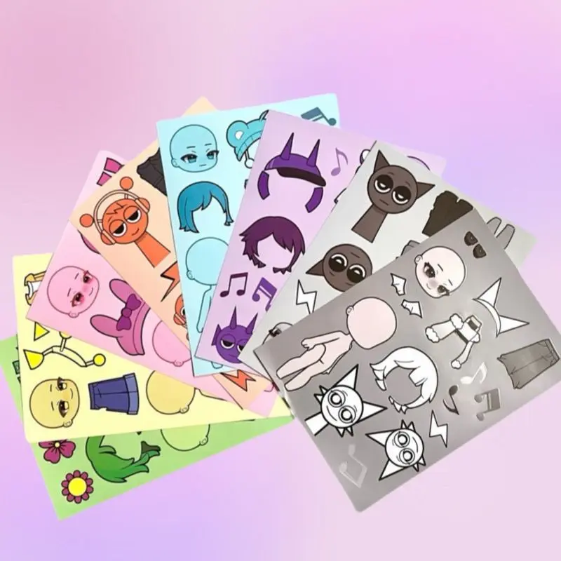 [Endless Fun] Face Changing Stickers Rhythm Box Dress Up Matching Puzzle Reusable Hand Account Girl Handmade Stress Relief Fun Toy