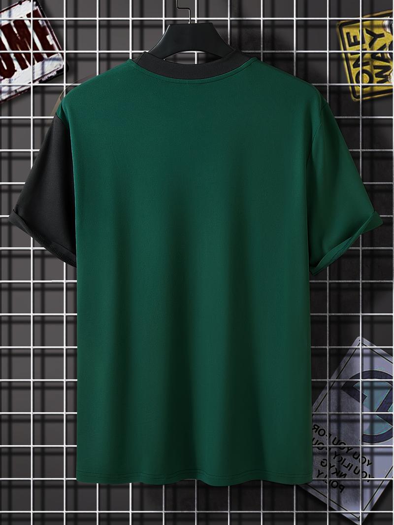 Product Introduction of OK Graphic Colorblock Men's T-shirt 3D Printed Casual Pullover For Men Summer Crew Neck Sweatshirt Tops Loose Daily Short Sleeve Tees 2