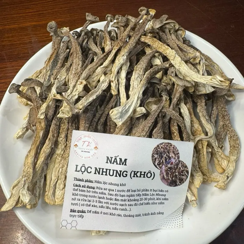[500g+quà]Nấm lộc nhung nguyên cây loại 1 không gãy vụn tặng 100gr táo đỏ 0
