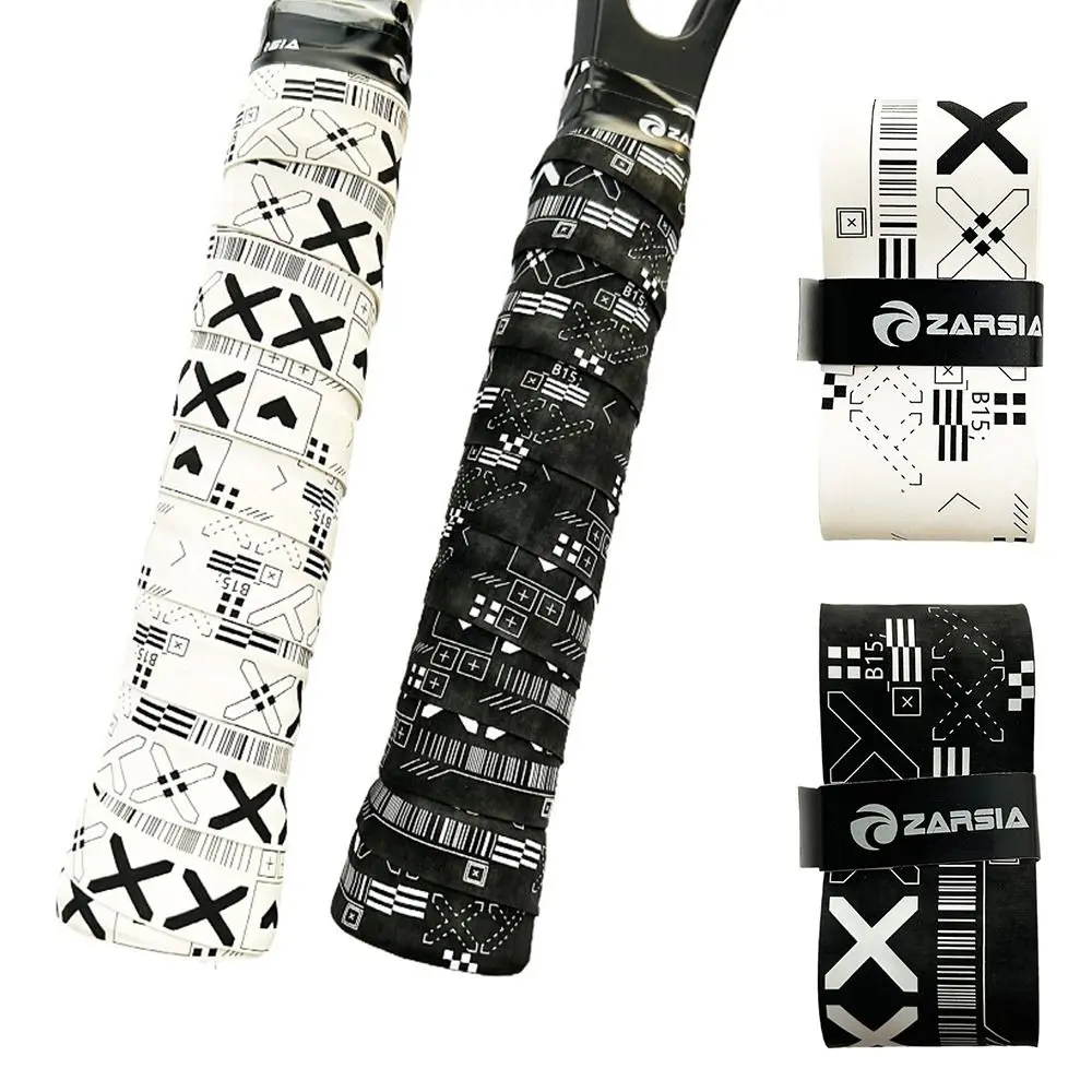 Breathable Black White Badminton Racket Overgrips Matte Printing Non-Slip Grip Tape Tennis Paddle Self-adhesive Tennis Racquet Sweatband