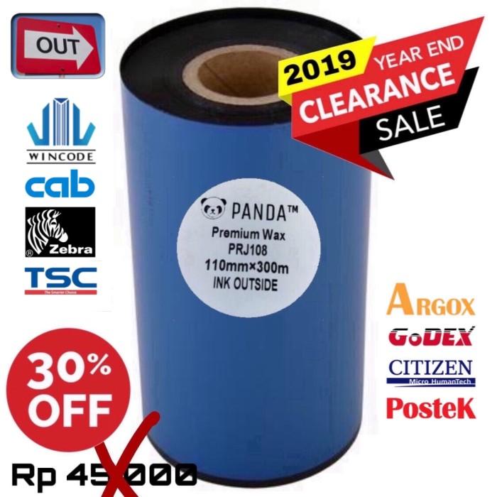 PREMIUM WAX 110X300 OUT BARCODE RIBBON PRINTER LABEL PANDA WINCODE-TSC-ZEBRA