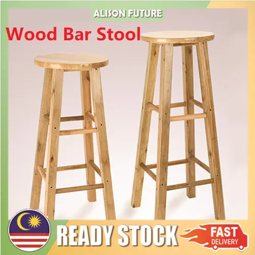 Solid Wood Bar Chair Ladder Stool Simple Bar Chair Wood Stool High Foot Round Stool
