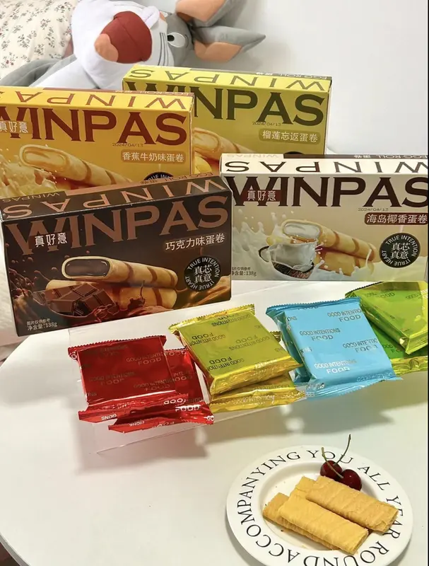BÁNH TRỨNG WINPAS NHÂN SỐT 5 VỊ (Chuối, Sôcôla, Sầu Riêng Thái, Dừa Đá Bào) - Bánh Giòn Tan, Hộp Đa Vị Tiện Lợi, Đồ Ăn Vặt Livestream Bán Chạy 4