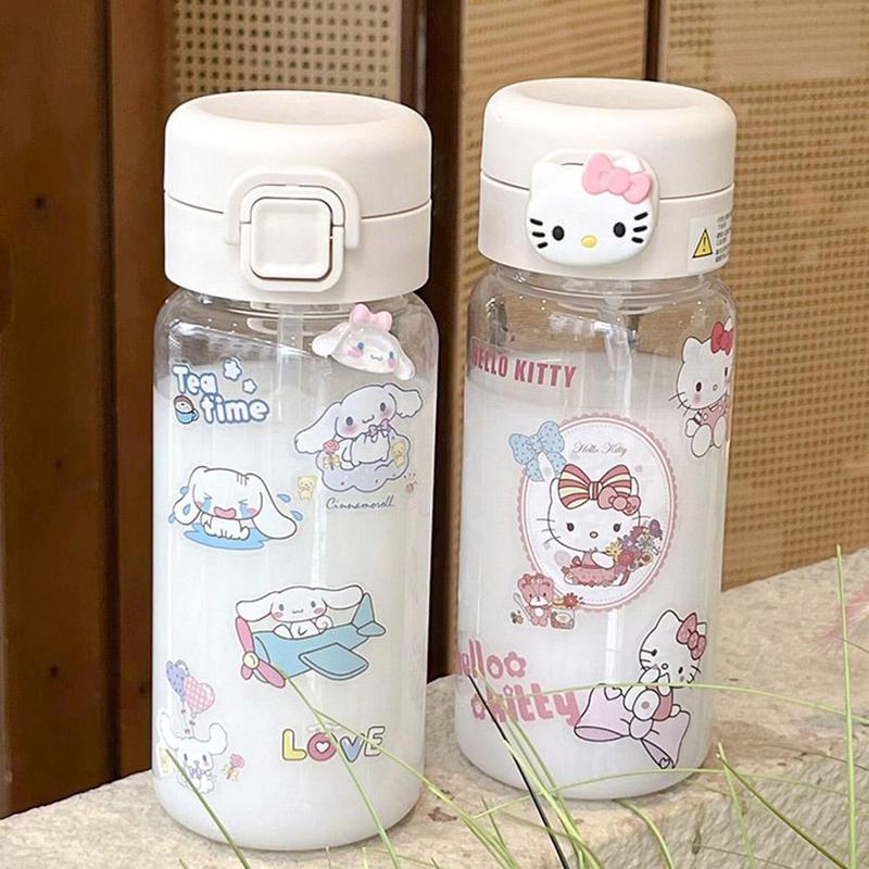 Cốc Nước, KT Cat, Dung Tích 500ml, Thiết Kế Hoạt Hình Dễ Thương Mới, Có Ống Hút, Cầm Tay, Cốc Lớn, Có Mũ Bảo Hiểm, Sticker, S9F1 5