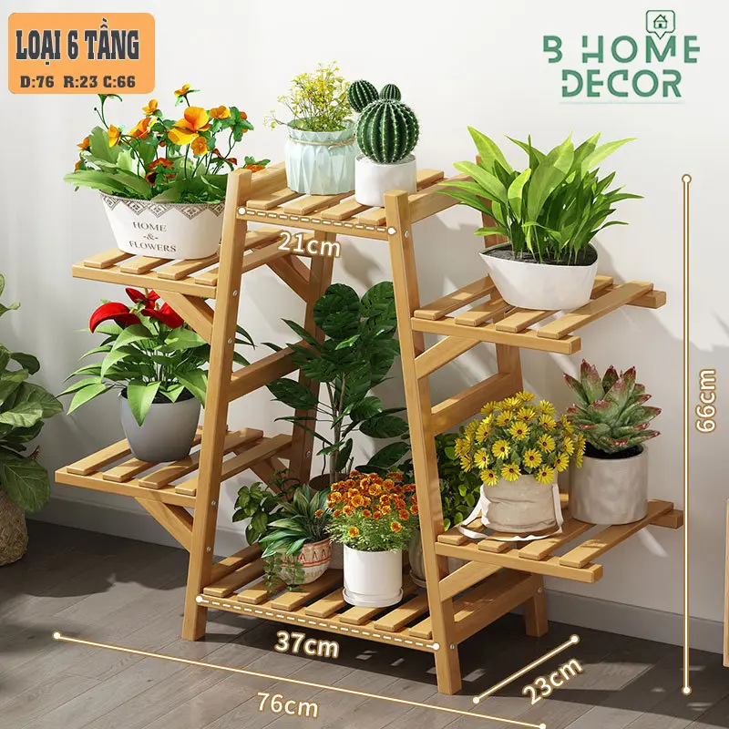 Kệ Gỗ nhiều tầng để chậu hoa cây cảnh, trong nhà và ngoài trời BD07 3