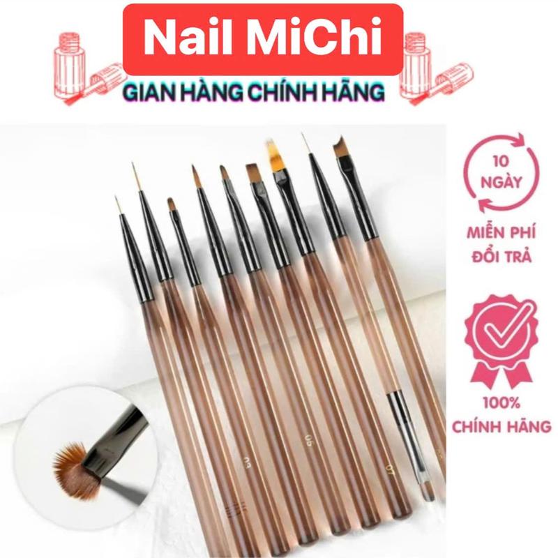 Bộ 9 cây cọ vẽ móng nail cao cấp chuyên nghiệp - bộ cọ chuyên dụng cho dân làm nail Nail MiChi