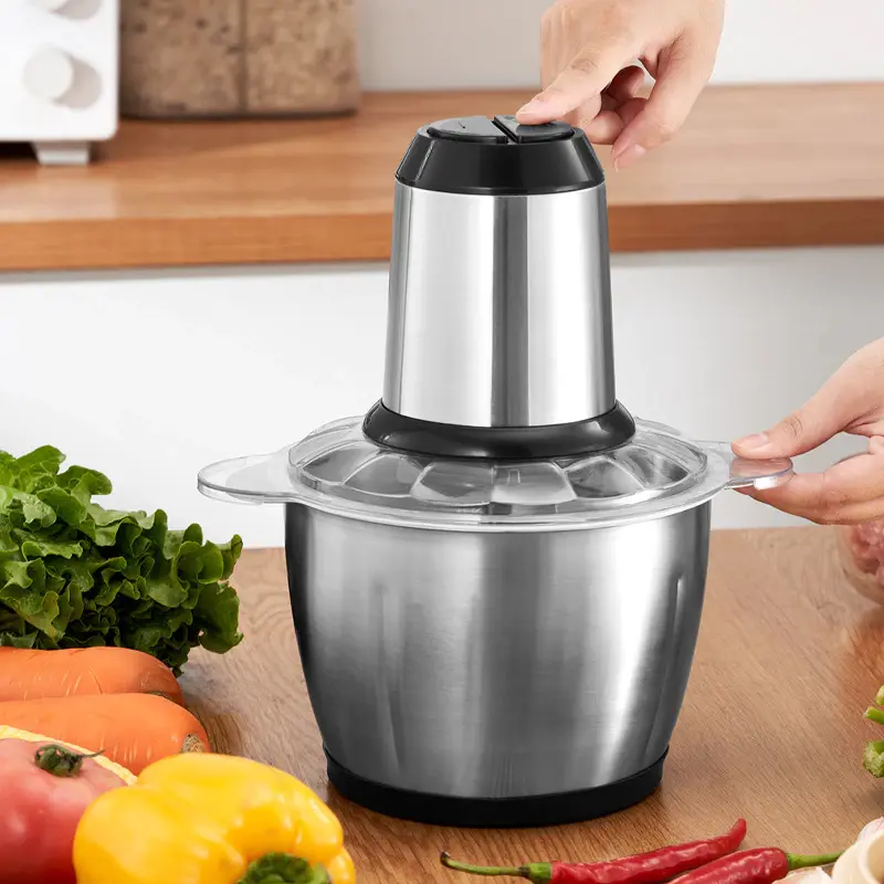 Chopper Daging Sayuran Buah 2in1 Blender Serbaguna 4 Mata Pisau Mesin Stainless