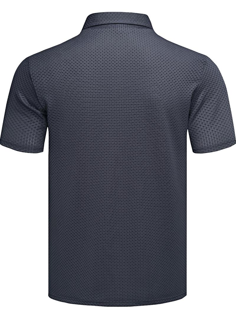 Product Introduction of Men's Regular Fit Jacquard Polo Shirt, Casual Breathable Quick Drying Short Sleeve Top for Summer, Fashion Men's Clothes for Daily Wear, Gamis 8