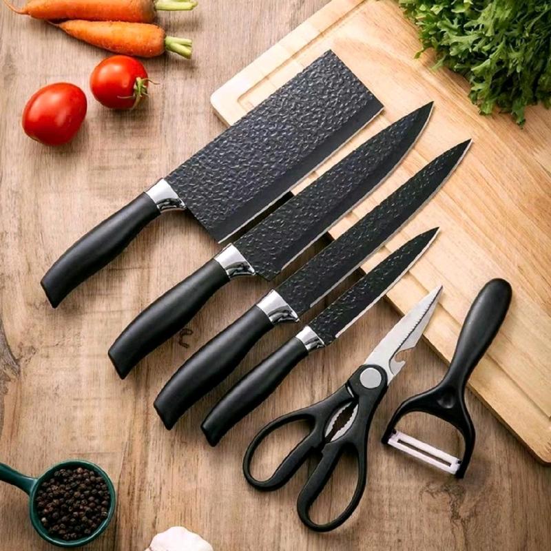 Bộ dao làm bếp Nhật Bản 6 chi tiết. Chất liệu thép không gỉ , sắc , bền bỉ bộ  dao knife siêu bén bộ  dao  nhật 6 món liên  dao  kéo