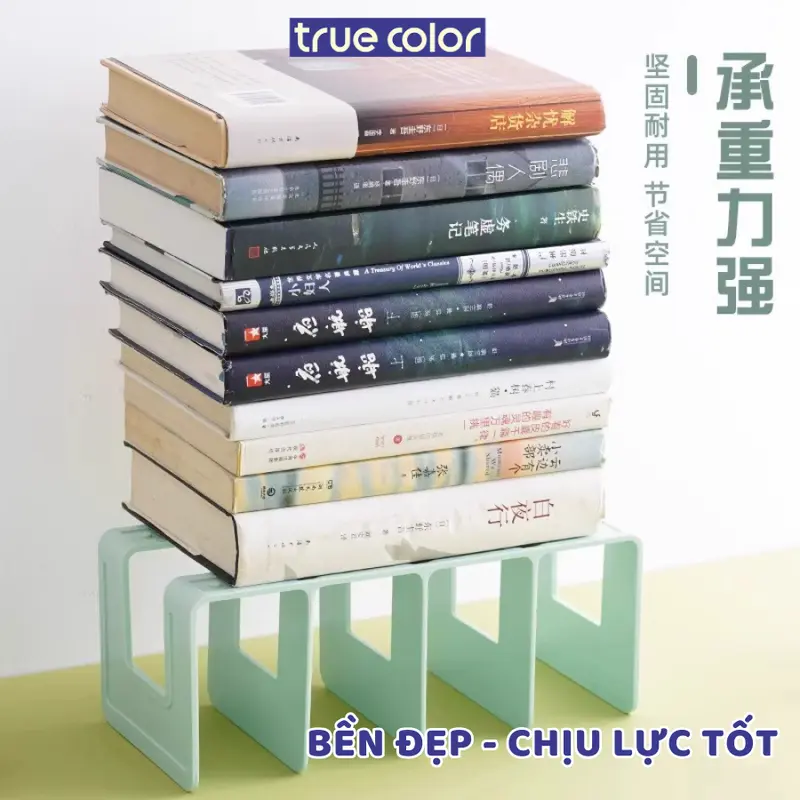 Giá sách để bàn 4 ngăn, kệ đựng sách màu pastel, khay kệ đựng tài liệu văn phòng nhựa cứng, bền đẹp 6