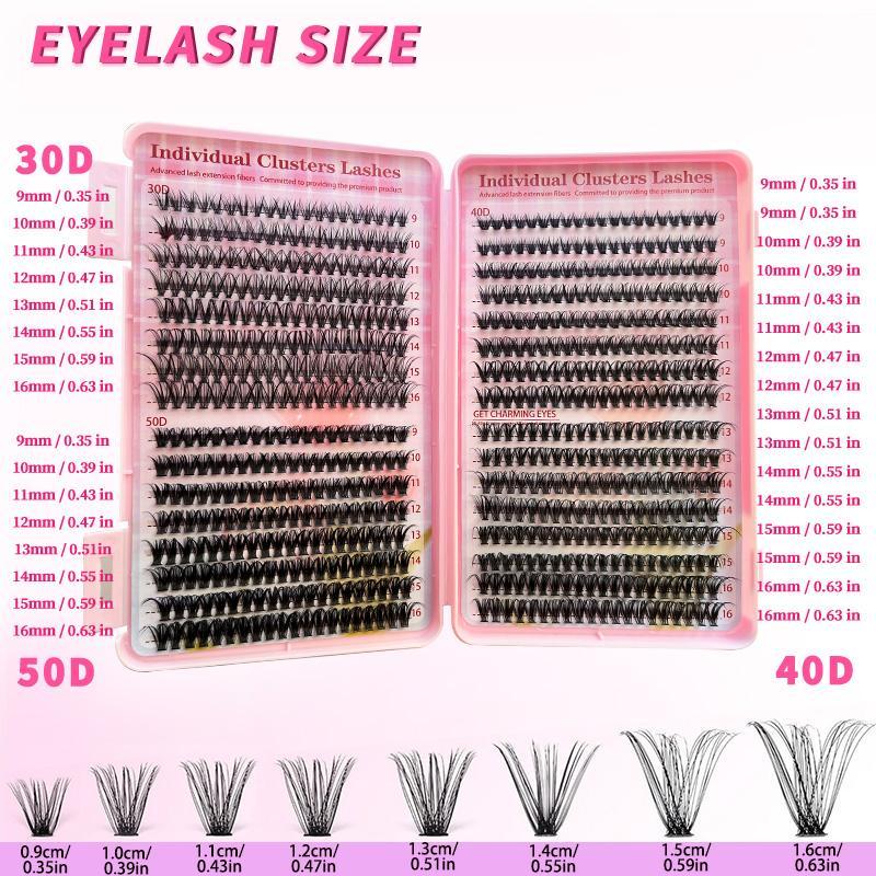 Product Introduction of Mixed Length Individual False Eyelashes with Eyelash Glue & Tweezers, 1 Set Natural Look Eyelash Extensions, Self Grafting Eyelash Clusters  for Women Makeup 1
