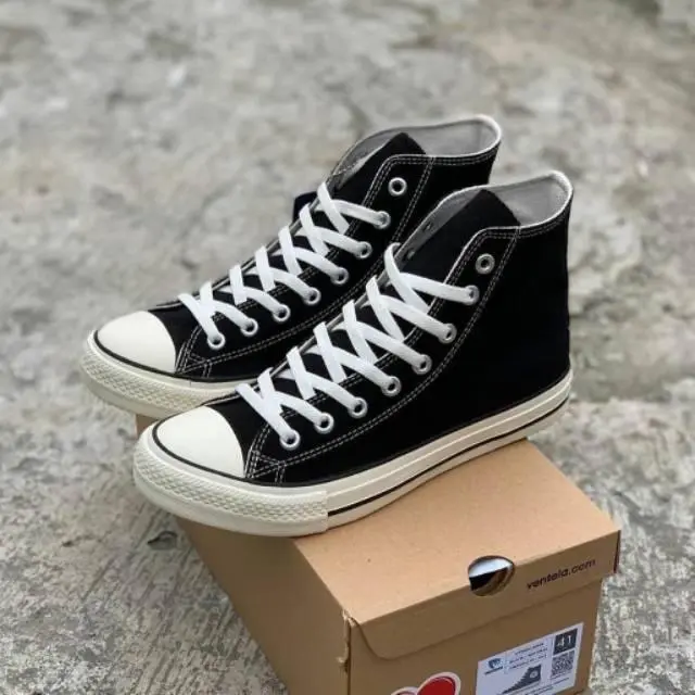 Ventela Ethnic High Black Natural Sepatu Sneakers Pria (Siluet 70s) Canvas Shoes Casual 3