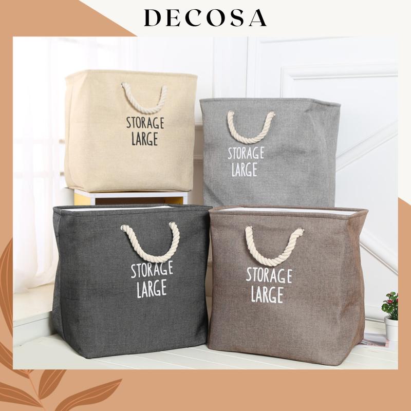 Giỏ đựng đồ giặt vải bố 2 lớp có quai xách storage Rổ