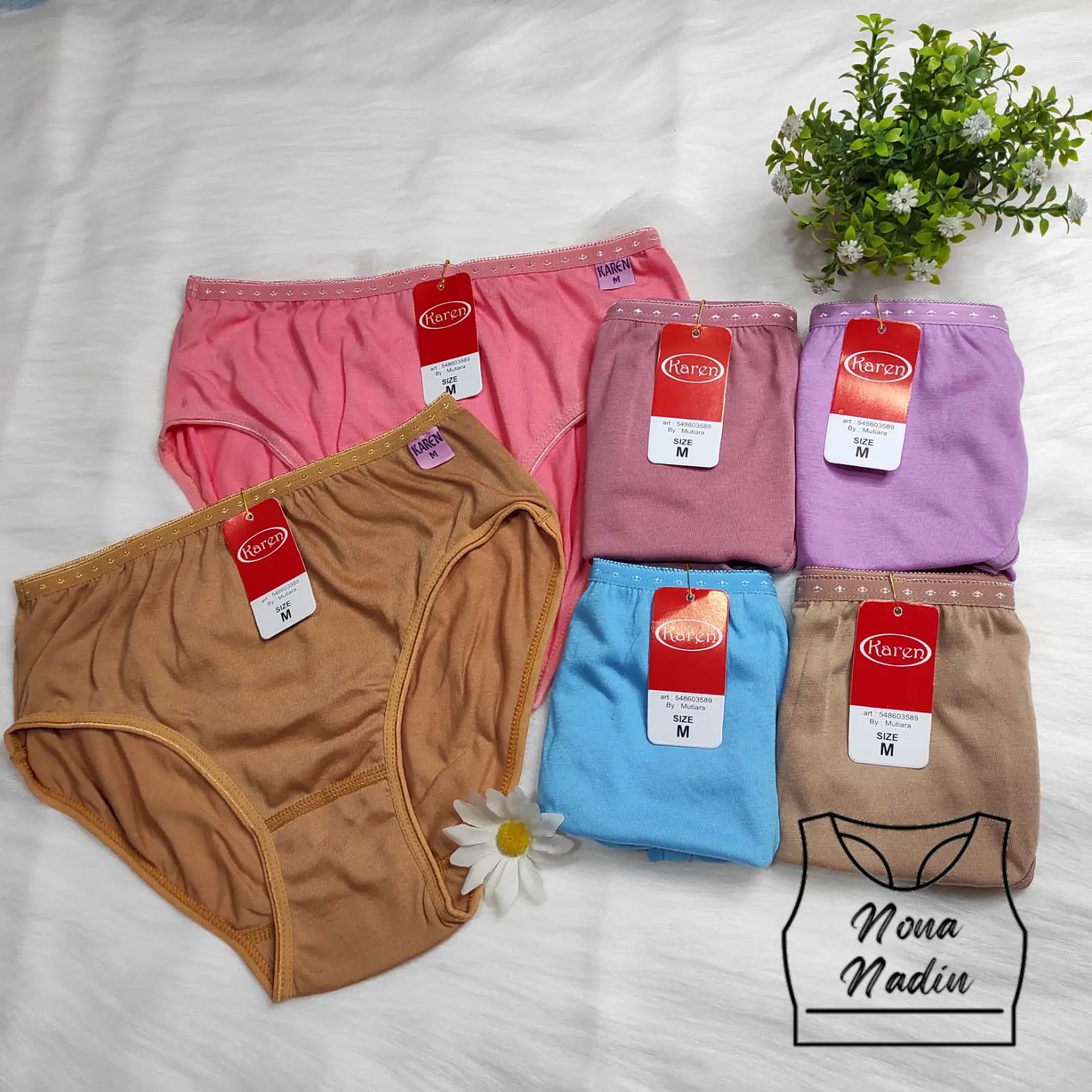 Paket isi 6 Pcs Celana Dalam Wanita Karet Pinggang Motif