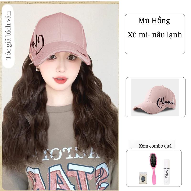 Mũ tóc giả lưỡi trai cao cấp Bích Vân , tóc giả nón kết Hàn Quốc Kaki 8