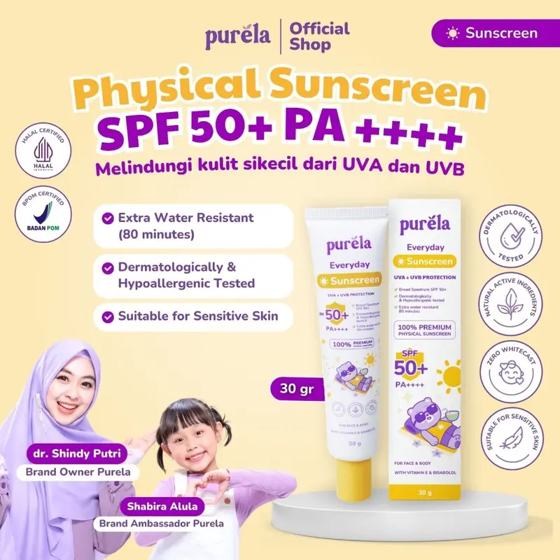 PURELA KIDDY SHINE Sunscreen 30 gr, Soothing70 gr, Hair Lotion 60 ml, Lotion 60 gr 6