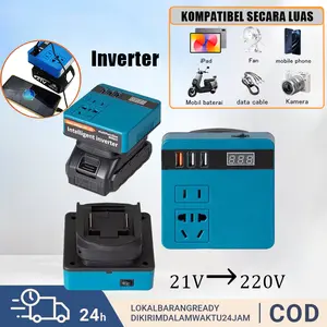 ✅Daya Tahan Baterai 90 Jam✅Inverter 300W - 3 USB Baterai Makita Soket Konverter Daya