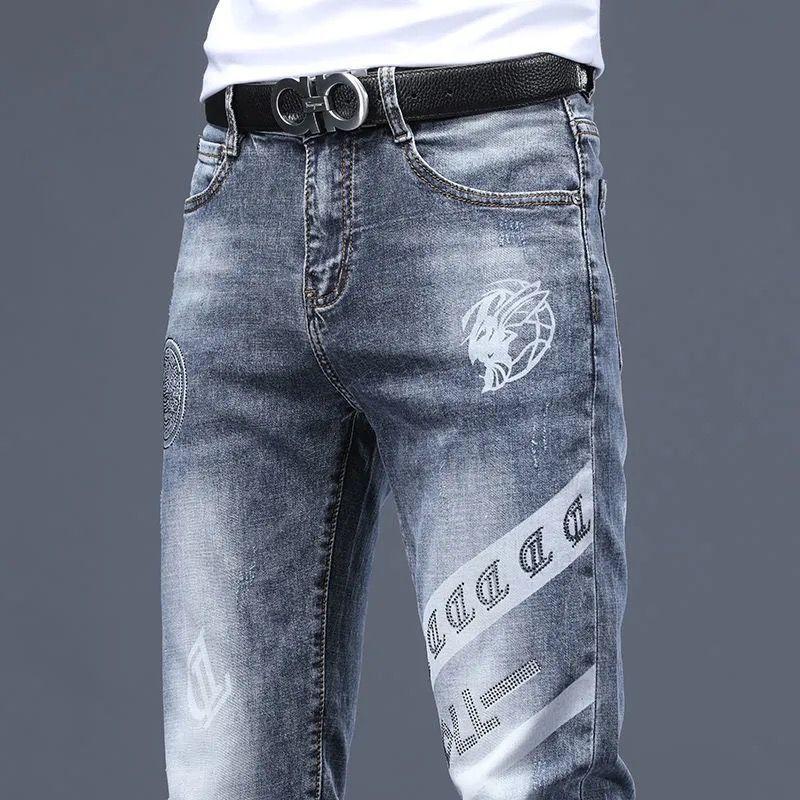 Product Introduction of Quần Dài Denim, Thời Trang Cao Cấp Của Nam Giới, In Hình Kim Cương Giả, Mỏng Vừa Vặn, Mỏng Vừa Vặn, Hàng Mới Về Thu Đông, Quần Dễ Phối Đồ Cho Nam Giới 14