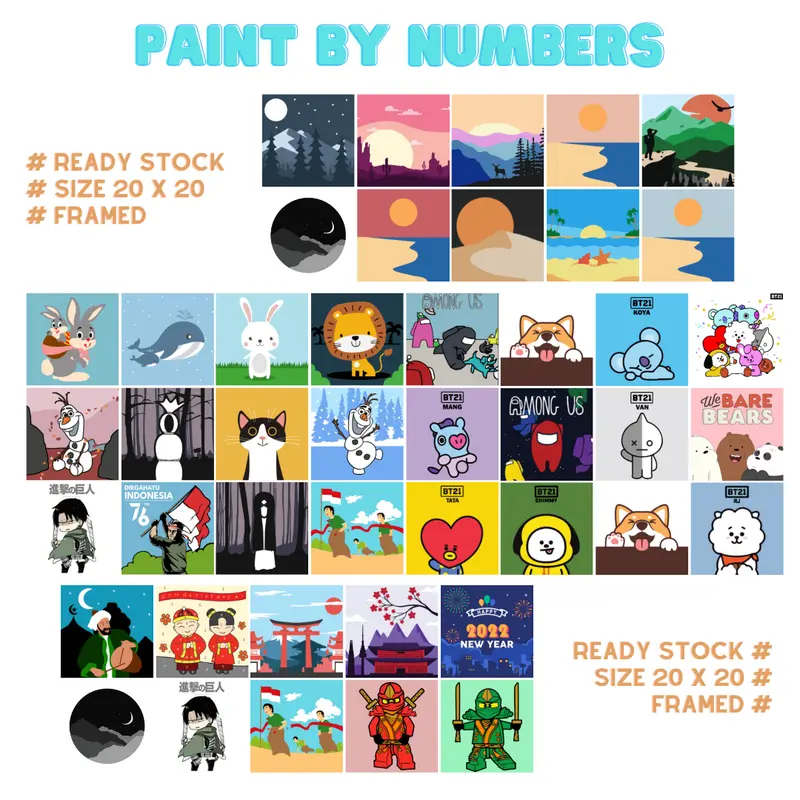 Paint By Number Kit [ Mountain View ] - Cocoart.id I Kanvas 20 x 20 cm Gift Painting 3