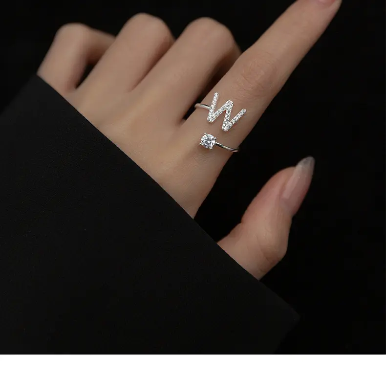 Cincin wanita inisial huruf A sampai Z model cantik adjustable Rings 3