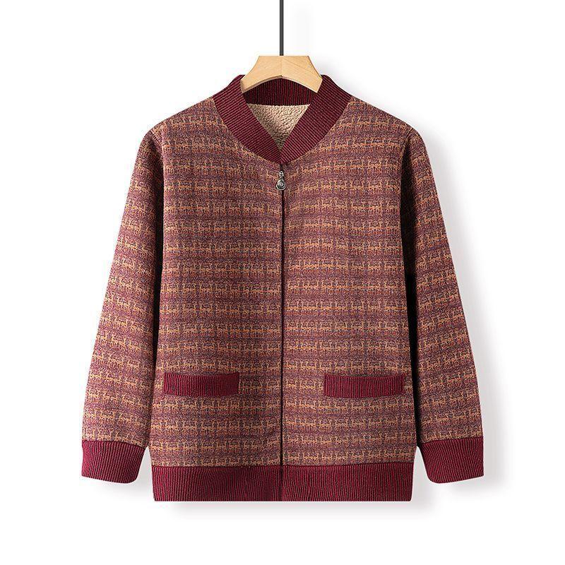 Quần Áo Mùa Xuân Và Mùa Đông Cho Mẹ, Áo Hoodie Nhung Mới, Dành Cho Phụ Nữ Trung Người Già, Áo Cardigan Có Khóa Kéo, Phong Cách Phương Tây Thường Ngày Thích Hợp Cho Phụ Nữ Trung Người Già Và Cao Tuổi, Áo Khoác Mùa Thu 5