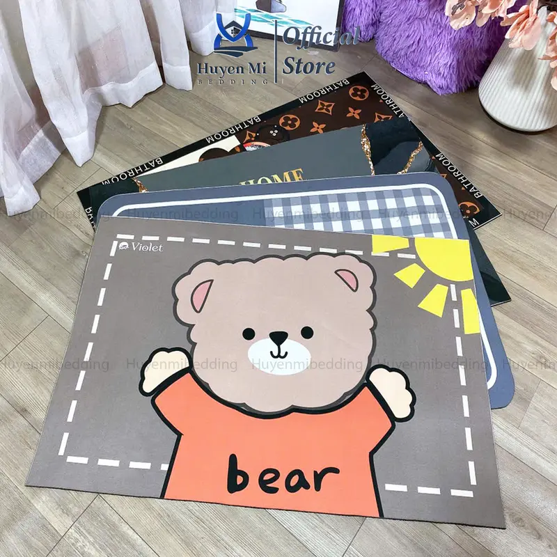Thảm SILICON siêu thấm hút. chống trơn trượt kích thước 40x60cm Cao Su. Combo 3 tấm ngẫu nhiên. 1