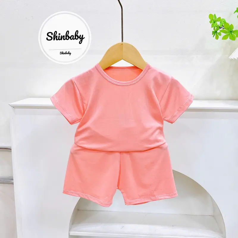 Set 5 Bộ Quần Áo Cộc Tay Thun Lạnh Mềm Mát Kiểu Trơn Đơn Giản Cho Bé Mặc Nhà, Mặc Đi Học, Đi Chơi bộ  thun  dothun  lanh 5