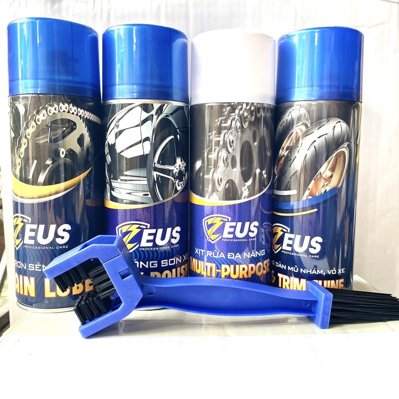 Product Introduction of Combo Chăm Sóc Xe Zeus Gồm Dưỡng Sên, Vệ Sinh Sên, Phủ Bóng Sơn, Làm Mới Nhựa Nhám Tặng Bàn Chải Sên 3D 1