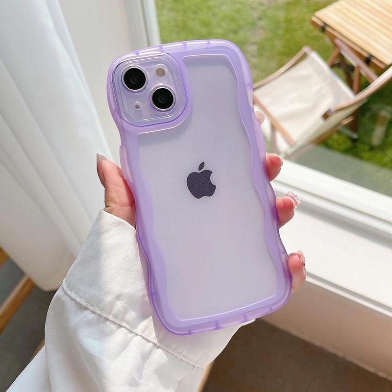 Product Introduction of for iPhone 15 14 13 12 11 Pro Max Mini XS SE 7 8 Plus Case Cute Transparent Curly Wave Hybrid Shockproof Bumper Cover Soft Funda 5