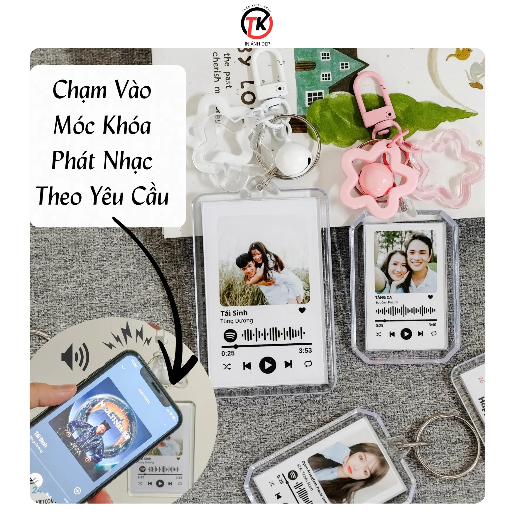 Móc khóa chạm vào phát nhạc, in ảnh theo yêu cầu ,chạm vào điện thoại phát nhạc theo yêu cầu - Tuấn Kiệt Photo