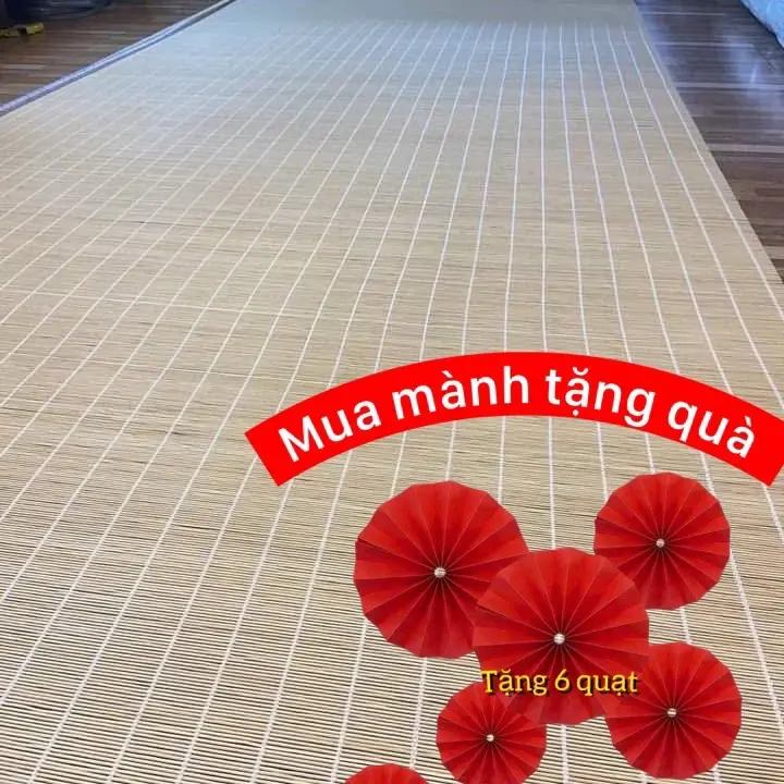 Mành tăm trắng trang trí Tết kích thước lớn 1,2m 1,5m 1,6m 1,8m+ tặng 6 quạt đính Ngọc
