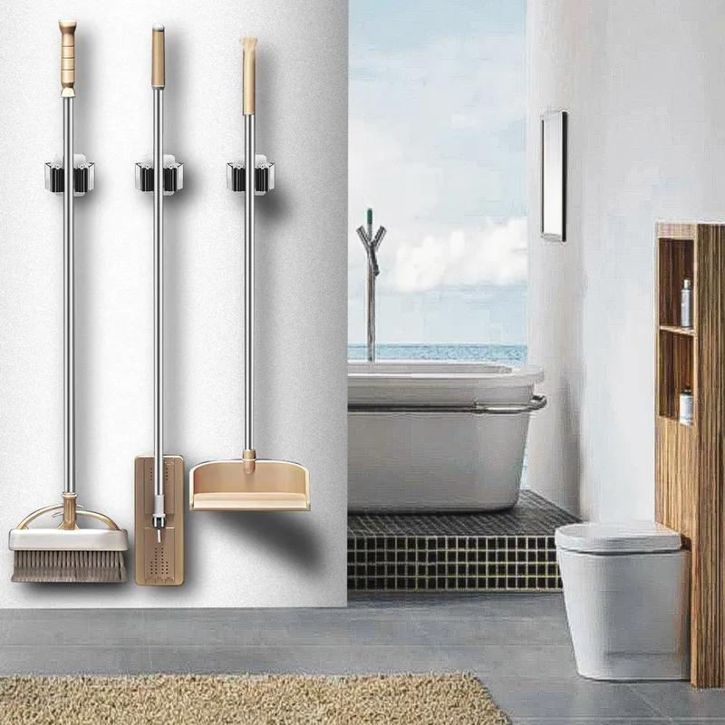 Product Introduction of Wall Mounted Mop Holder, 1/4/8 Counts Mop Organizer Rack, Brush Broom Hanger Holder, Waterproof Bathroom Organizer Shelf Accessories 7