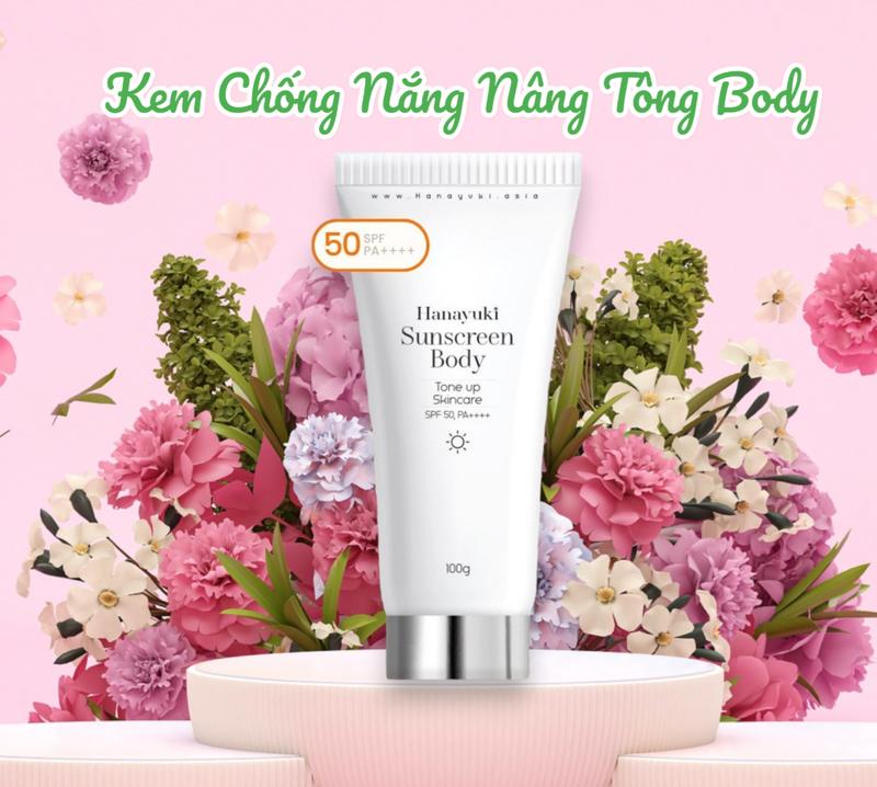 Kem Chống Nắng Nâng Tông Toàn Thân Hanayuki Sunscreen Body Sun Cream Dưỡng Body Whitening Nữ Women Dưỡng Da Body