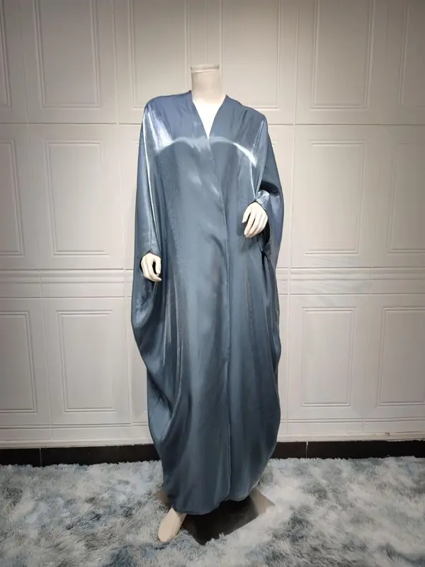 Women's Satin Batwing Sleeve Abaya Without Hijab, Elegant Silk Maxi Arabic Robe Loose Abayas, Abaya for Women, Muslim Clothes, Modest Outfits, Abaya for Women, Summer Outfits 2024 2